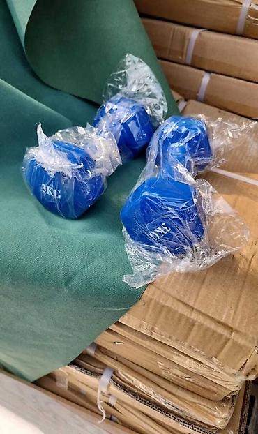 скаты: Гантели виниловые, синие, 3 кг каждая (надпись «3KG» на торцах) — 1
