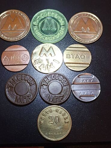 1 cent neçə manatdır: Жетоны по 1 манату. Жетон АУТА-10 манат. 20 Werth Marke (1920-30)
