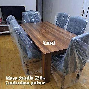 Masa və oturacaq dəstləri: Masa və 6 stul dəsti - Komplekt: 1 yemək masası + 6 ədəd stul - — 15