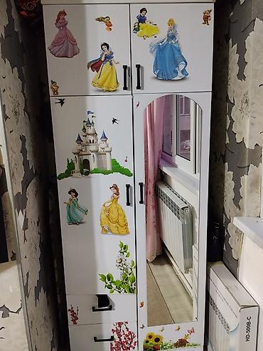 Детский шкаф, Б/у, Для одежды, Для девочки, ДСП, цвет - Белый