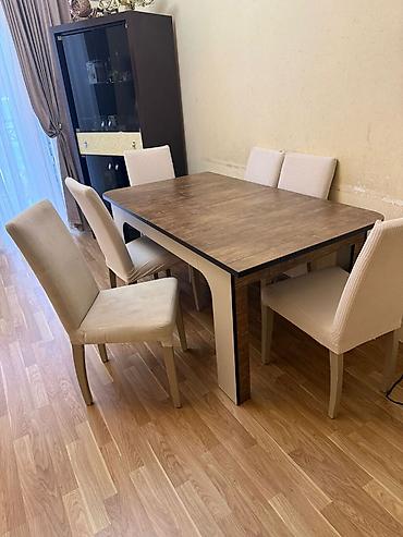 ✅masa desti satılır 6 stulla 350 maata.bele uzunlugu 160 acilanda