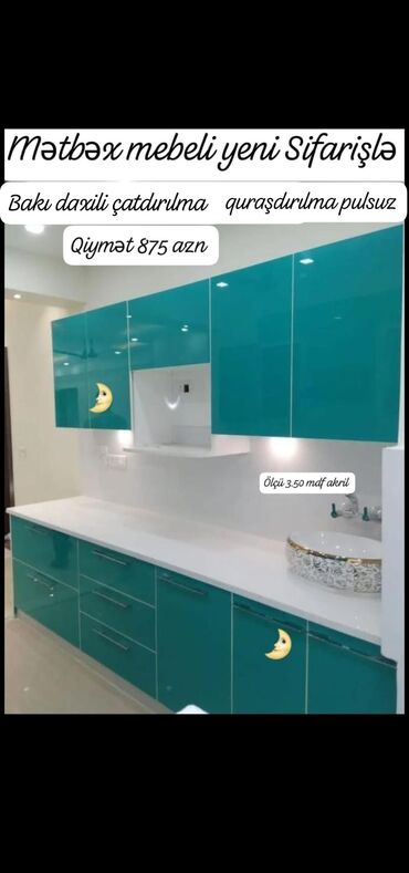 mdf kuxna mebelleri: 🟣 *Mebel Mdf akril 875 azn* 🆘 *1 pqm görə qiymətlər* 🟣Mat Laminat