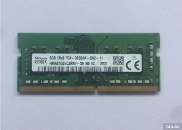 ddr4 4gb 2133: Operativ yaddaş (RAM) 8 GB, 3200 Mhz, DDR4, Noutbuk üçün, İşlənmiş