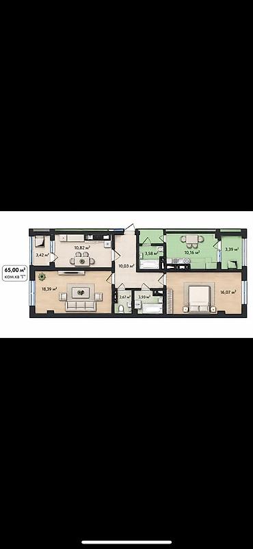 Продажа квартир: 2 комнаты, 65 м², Технопарк Элитка, 8 этаж, ПСО (под самоотделку) — 2