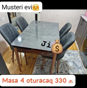 Masa və oturacaq dəstləri: Yeni, 4 stul