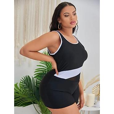 shein: Слитный купальник, Мягкая чашка, цвет - Черный — 4