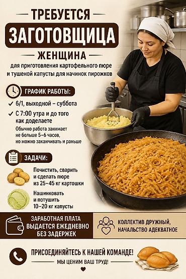 Требуется Помощник повара : Заготовщик, Без опыта