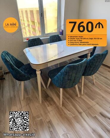 брекеты цена баку: Qonaq otağı üçün, Açılan, Dördbucaq masa, 6 stul