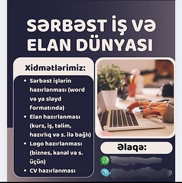eğlence iş ilanları: Sərbəst İş və Elan Dünyası – xidmətlər - Sərbəst işlərin — 1