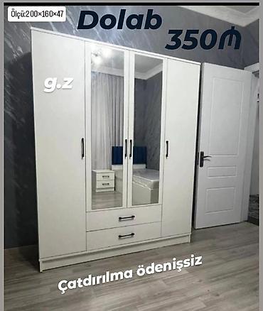 qardirob: Ağ rəngli 4 qapılı geyim dolabı - Ölçü: 200 × 160 × 47 sm (şəkildə — 1