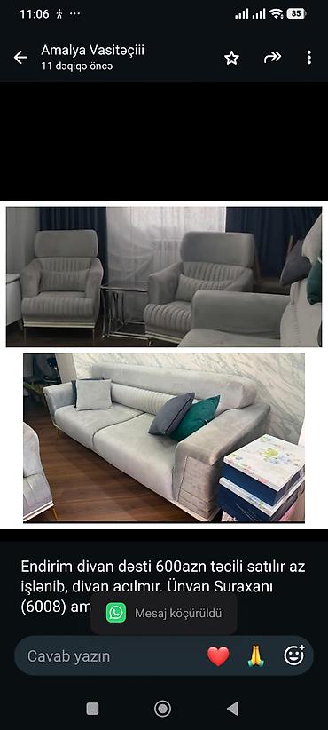 Endirim divan dəsti 600azn təcili satılır az işlənib, divan açılmır lalafo.az -da Endirim divan dəsti 600azn təcili satılır az işlənib, divan açılmır