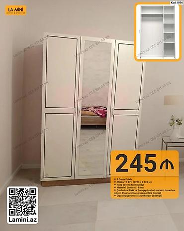 generator az: 3 qapılı geyim dolabı – Kod: 1096 - Ölçülər: Dər. 47 × Hündürlük 200 — 1