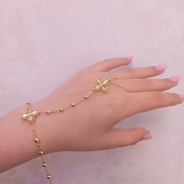 Bijuteriya: ✨ Zərif qızılı rəng əl zənciri (qolbaq + üzük) 💫 Çox eleqant və fərqli — 1