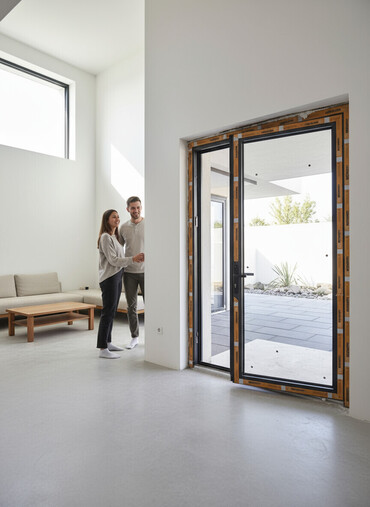 изготовление шкафов для балкона: Алюминиевая дверь-портал BENHAM - Материал: алюминиевый профиль