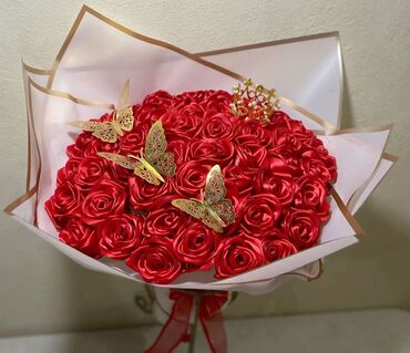 Süni güllər: Solmayan gül buketləri sifarişlə hazırlanır.Həm lentdən,həm sabun — 11