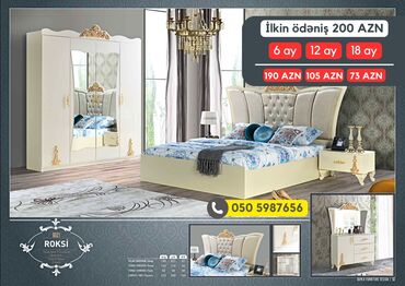 Yataq otağı dəstləri: 2 təknəfərlik çarpayı, Dolab, Termo, 2 tumba, Azərbaycan, Yeni — 8