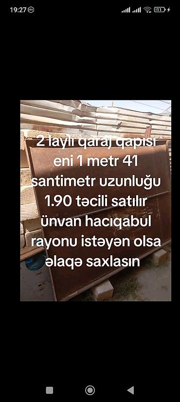 bitki dərmanları satışı: İki laylı qaraj qapısı təcili satılır - Material: metal - — 1
