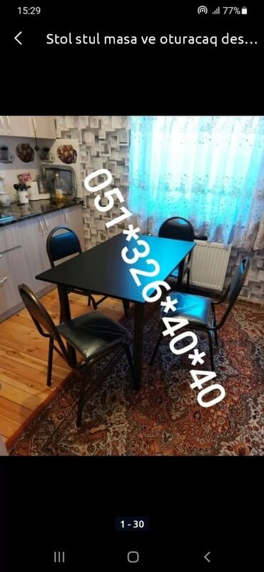 Masa və oturacaq dəstləri: Mətbəx üçün, Yeni, Açılmayan, Dördbucaq masa, 4 stul -da lalafo.az — 13 Masa və oturacaq dəstləri: Mətbəx üçün, Yeni, Açılmayan, Dördbucaq masa, 4 stul — 13