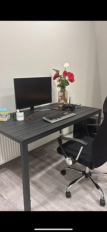 komputer setup: Minimalist iş/nahar masası – qara rəng - Material: metal karkas, üst — 4
