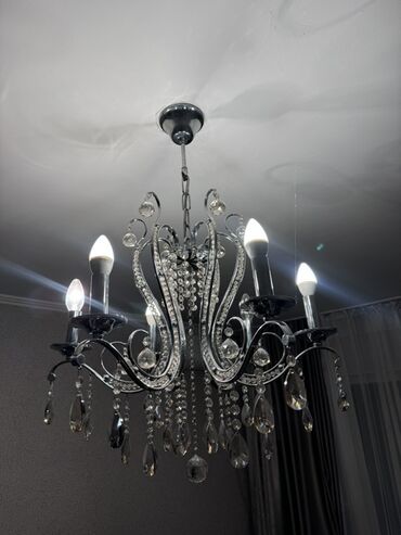 люстра потолочная: Классическая потолочная люстра с хрустальными подвесками - Тип
