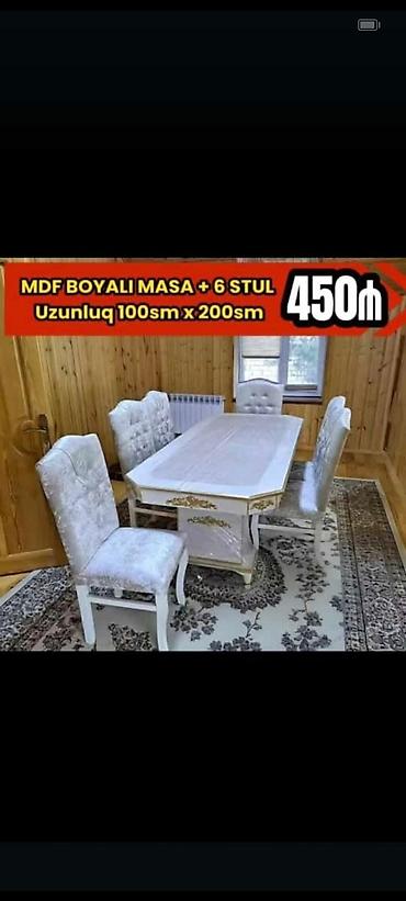 carpayı divan: Qonaq otağı üçün, Yeni, Açılmayan, Dördbucaq masa, 6 stul — 6