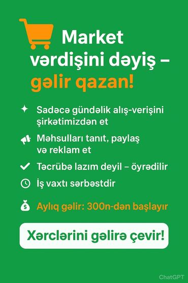 Təhsil, elm: Xərclərini gəlirə çevir – onlayn marketlə əməkdaşlıq imkanı! -