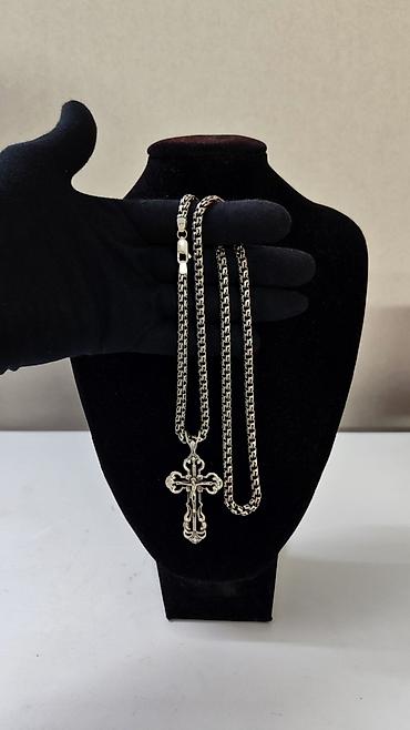 Серебряные наборы украшений: Серебряный набор: цепь и крест - Материал: серебро 925 (проба на — 4
