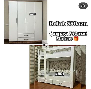 Ağ rəngdə uşaq/yataq otağı mebel dəsti: - 4 qapılı dolab: yanlarda