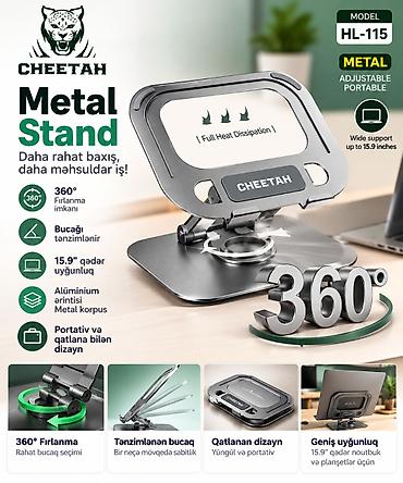 notebook acer: CHEETAH Metal Stand – noutbuk və planşetlər üçün tənzimlənən metal — 1