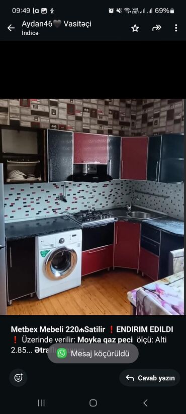 Divan və kreslo dəstləri: *Metbex Mebeli 220₼Satilir ❗ENDIRIM EDILDI❗* Üzerinde verilir: *Moyka