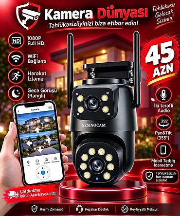Təhlükəsixlik kamerası 📹 SZSINOCAM 2 Linzalı Wi-Fi Təhlükəsizlik