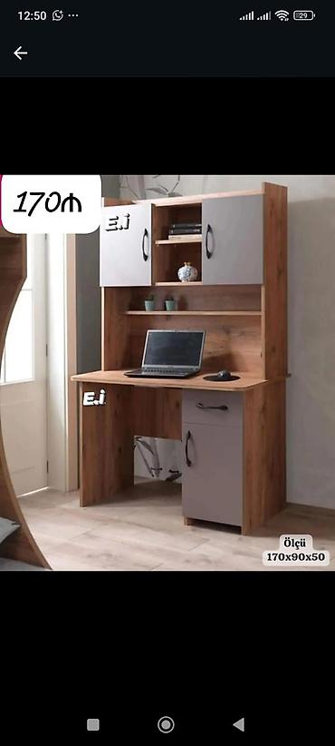 Düz masa, Polkalı, Siyirməli, Teksturalı laminat, Zəmanətsiz, Kredit yoxdur