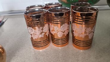 metbex kafeli: Стаканы, цвет - Золотой, Стекло, Набор из 6 шт.