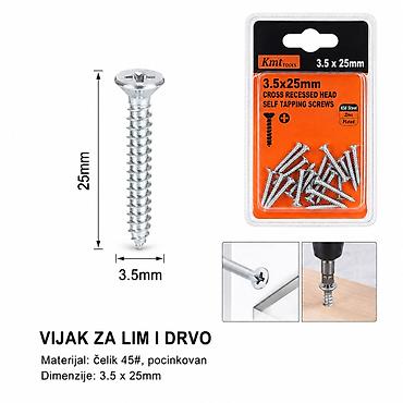 KMT Samobušeći šraf sa upuštenom glavom 3.5 × 25 mm – pakovanje 20 kom