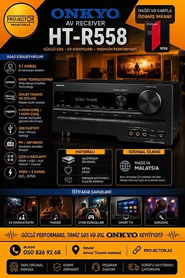 ses mixeri: ONKYO HT-R558 AV Receiver Əsas xüsusiyyətlər: - 5.1 kanal ev — 1