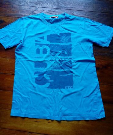 Short sleeves T-shirt, S (EU 48), XL (EU 54), color - Turquoise, Cotton