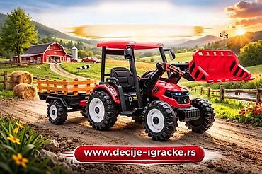Traktori: Dečiji električni traktor sa prikolicom i utovarivačem – Premium — 2