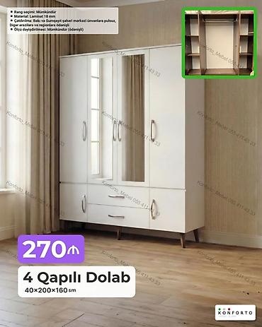 Ev və bağ: 4 qapılı dolab – 40×200×160 sm - Material: Laminat, 18 mm - Rəng — 1