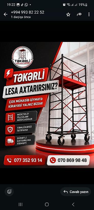 iran peclerinin temiri: Təkərli lesa icarəsi – tikinti, fasad boyası, suvaq, montaj və digər — 5