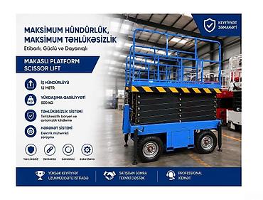 Elektrik qayçı tipli platforma 12 m 500 kq, 2026 il 🟢 Rəsmi iş yeri