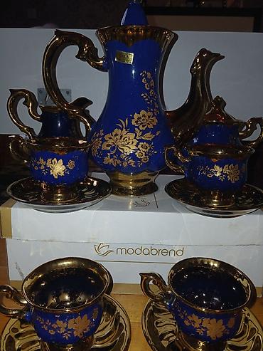 sous: Çay dəsti, rəng - Göy, Farfor, 12 nəfərlik — 1