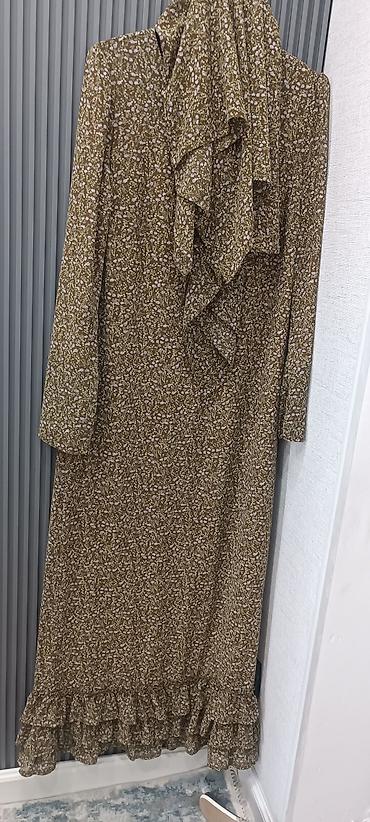 платье с косынкой: Повседневное платье, Длинная модель, M — 1