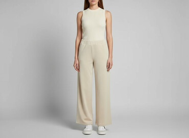 Szeroka nogawka: Material trousers for women, size S