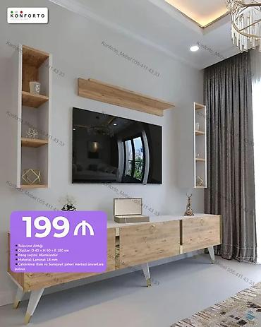 Televizor altlığı və divar rəfləri dəsti - Ölçü: 40 x 50 x 180 sm -