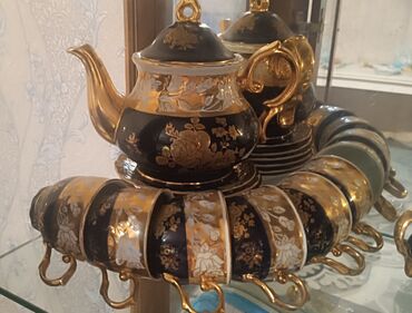 Çay dəstləri və servizlər: Çay dəsti, rəng - Göy, Farfor, 12 nəfərlik