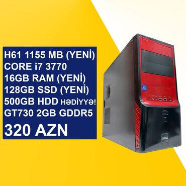 kompyuter keysi: Sistem Bloku "Digital DDR3 H61 1155 Core i7 3770 GT730 2GB GDDR5" ⭐Tək