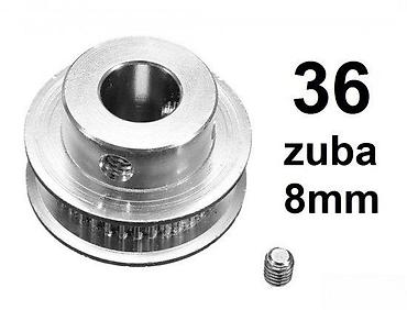 vertikala i horizontala: Aluminijumska remenica za zupčasti kaiš – 36 zuba, rupa 8 mm - Tip — 1
