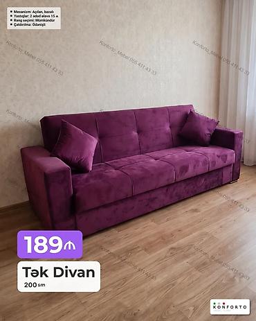 Tək divan – 200 sm - Rəng: bənövşəyi (rəng seçimi mümkündür) -