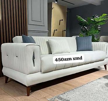 Divanlar: Mebel: 3 nəfərlik zərif dizaynlı divan - Rəng: Açıq krem/əyri ağ ton — 1