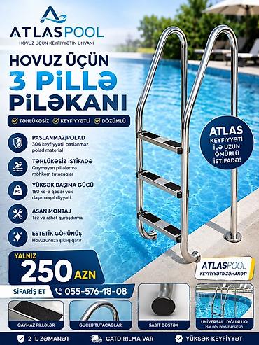 ucuz breket: 🏊 AtlasPool 3 Pilləli Hovuz Pilləkəni Hovuzunuza rahat və təhlükəsiz — 1